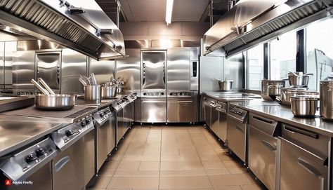 Photo stainless steel restaurant kitchen | Premium Photo #Freepik #photo Kitchen In Restaurant, Show Kitchen Restaurant, Open Kitchen Restaurant Design, Kitchen For Restaurant, Small Restaurant Kitchen Design, Professional Kitchen Restaurant, Small Restaurant Kitchen, Industry Kitchen, Kitchen Restaurant Design