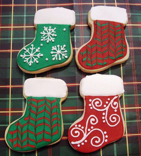 Christmas Stocking cookies | Shorbread cookies decorated wit… | Flickr Stocking Cookies, Christmas Stocking Cookies, Decorated Christmas Cookies, Christmas Sugar Cookies Decorated, Christmas Stocking Decorations, Gingerbread Cookies Decorated, Sugar Cookie Designs, Cookies Christmas, Xmas Cookies