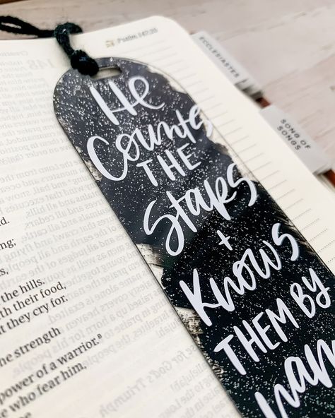 New bookmark added to the shop ⭐️! #bookmarks #bible #bibleverse #bibleverses #psalms #psalm #handlettering #handlettered #cricutmade #procreate #procreatelettering #handmade #etsy #smallbusiness #stars #galaxy #tassel #boho #blackandwhite #glitter #acrylic Procreate Lettering, Glitter Acrylic, Psalms, Hand Lettering, Bible Verses, Bible, Cricut, Glitter, Stars