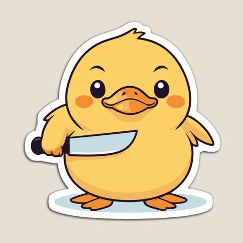 Get my art printed on awesome products. Support me at Redbubble #RBandME: https://www.redbubble.com/i/magnet/Duck-Holding-Knife-by-Atlantico54/161535983.TBCTK?asc=u Duck Holding Knife, Knife Magnet, Holding Knife, Sticker Collection, Printable Stickers, Aesthetic Art, Cute Stickers, Dad Hats, Colorful Prints