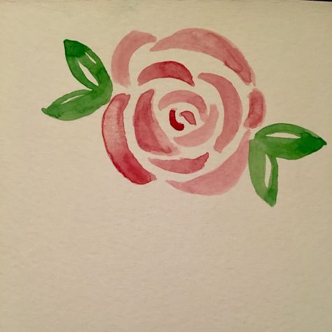 Easy rose watercolor Simple Rose Watercolor, Rose Paintings Easy, Cute Rose Doodle, Simple Flower Drawing Easy Rose, How To Paint A Simple Rose, Rose Marker Drawing, Roses Simple Drawing, Easy Rose Doodle, Easy Floral Pattern Painting