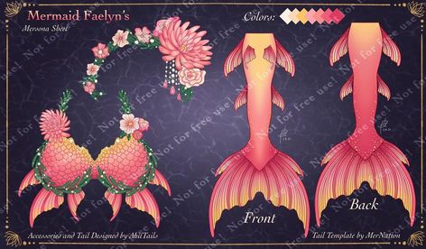 Vtuber Props, Mermaid Visuals, Ych Clothes, Mermaid Tail Designs, Red Mermaid Tail, Mermaid Base, Dragon Riding, Rainbow Mermaid Tail, Gold Mermaid Tail