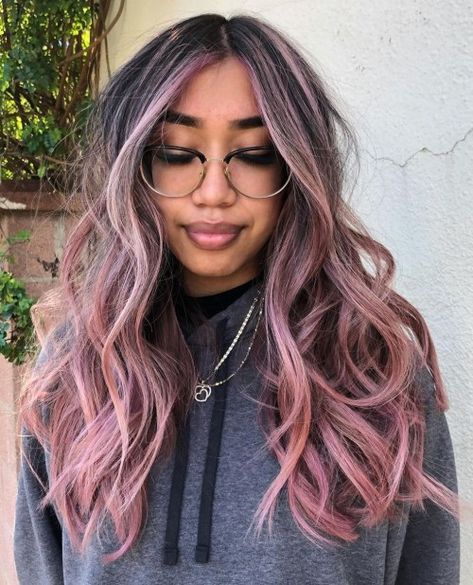 Grey And Pink Hair Ombre, Rose Gold Hair Aesthetic, Gold Hair Aesthetic, Hair Aesthetic Faceless, Ashy Pink, Rose Gold Hair Balayage, French Braid Short Hair, Rose Gold Hair Color Ideas, Gold Hair Color Ideas