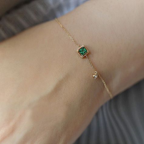 Green Emerald Bracelet, Teenager Party, Gold Jewelry Gift, Emerald Crystal, Emerald Bracelet, 925 Silver Bracelet, Gold Bracelet For Women, Classy Jewelry, Jewelry Lookbook