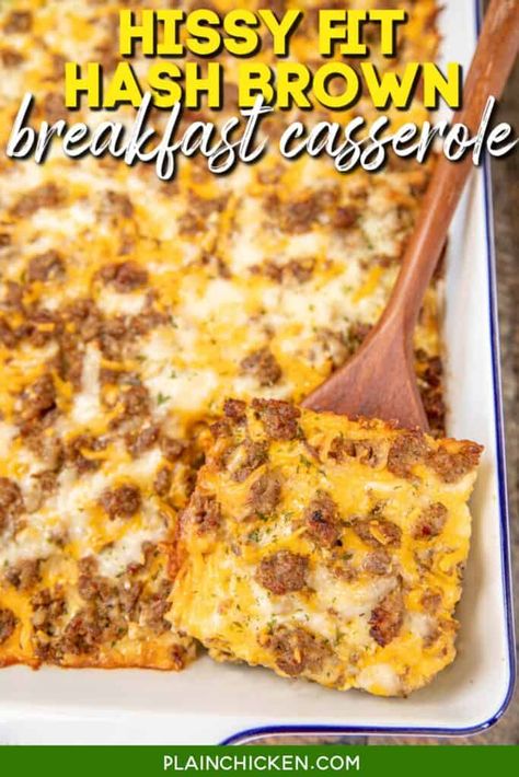 Hissy Fit Hash Brown Breakfast Casserole - Plain Chicken Hash Brown Patties, Sausage Hash, Muenster Cheese, Breakfast Hashbrowns, Hashbrown Breakfast Casserole, Breakfast Casserole Easy, Plain Chicken, Hash Brown Casserole, Breakfast Casserole Sausage