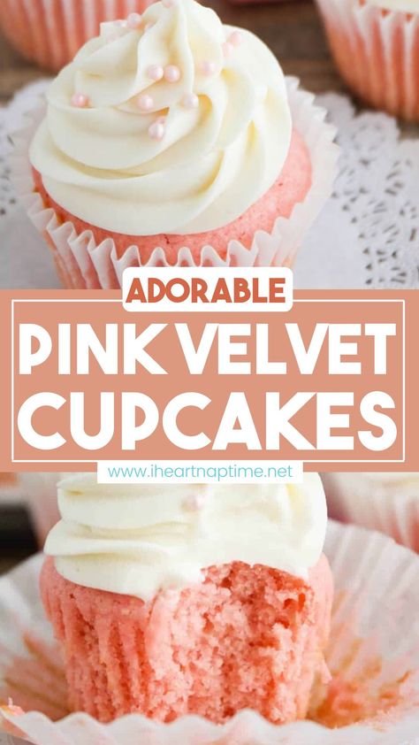 Cupcakes Rosa, Cupcake Rosa, Pink Velvet Cupcakes, Cupcakes Pink, Pink Desserts, Delicious Cupcakes, Chocolate Cake Recipe Easy, Cake Recipes Easy Homemade, Homemade Cupcakes