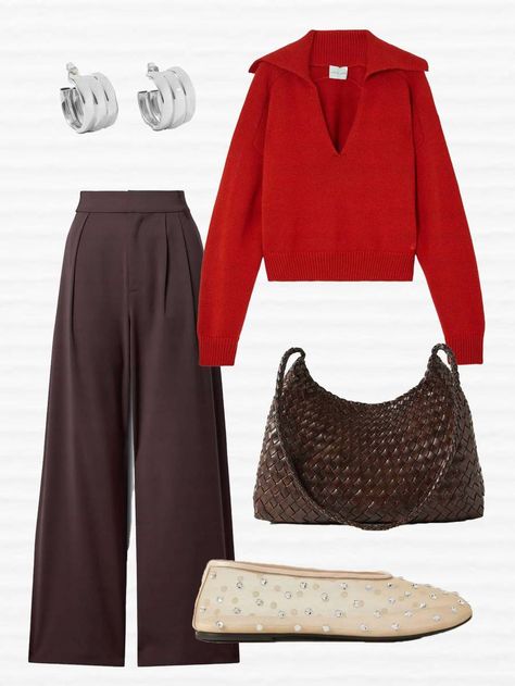 Outfit With Red Pants, Red Pants Outfit, Denim Skirt Trend, Uni Outfits, Skirt Trends, Simply Chic, Red Pants, Street Style Chic, Outfit Combinations