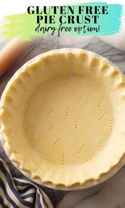 My go-to gluten free pie crust - tender, flakey and easy to make! Made with ingredients that you likely already have on hand in your gluten free kitchen. This crust has also been carefully tested with a variety of dairy-free butter substitutes! #glutenfree #glutenfreepie #dairyfreepie #glutenfreepiecrust Coconut Oil Pie Crust Recipe, Coconut Oil Pie Crust, Healthy Pie Crust, Dairy Free Pies, Oil Pie Crust, Healthy Pies, Easy Pie Crust, Gluten Free Pie Crust, Gluten Free Kitchen