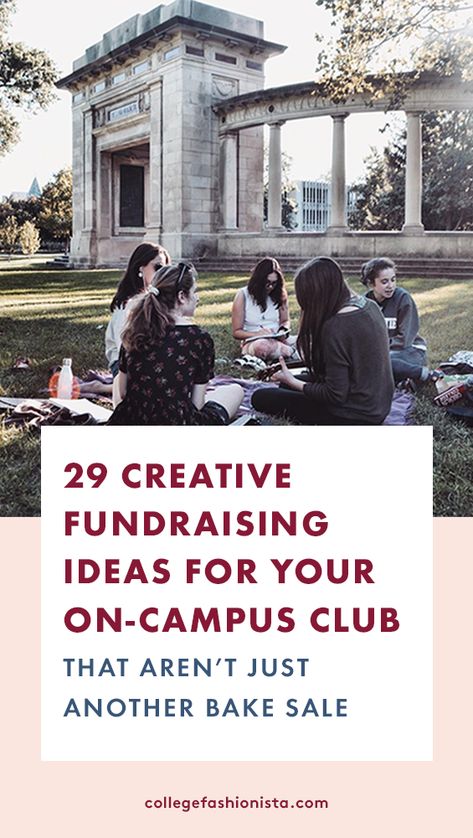 These unique, creative fundraising ideas will help your on-campus club raise more money. Fundraising Ideas College, Sorority Fundraiser, Creative Fundraising Ideas, College Event Ideas, Ways To Fundraise, Creative Fundraising, Charity Work Ideas, Philanthropy Events, Unique Fundraisers