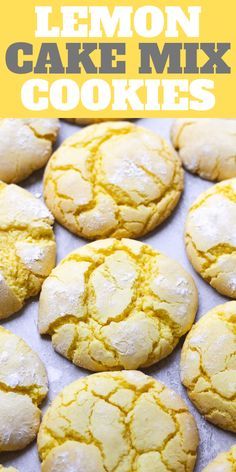 Cake Mix Lemon Cookies, Snickerdoodle Cookies Recipe Easy, Easy Lemon Cake, Lemon Cake Mix Cookies, Cake Box Cookies, Lemon Cake Easy, Lemon Cookies Recipes, Cake Mix Cookie Recipes, Lemon Cake Mixes