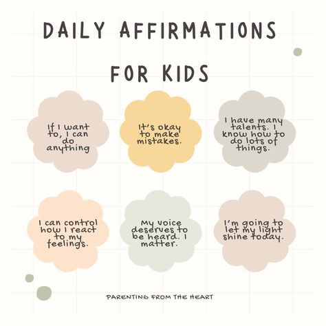 These daily affirmations for kids are a great tool to build confidence in your children. Read our full list and best practices to use them! https://parentingfromtheheartblog.com/positive-affirmations-kids/ Morning Affirmations For Kids School, Elementary School Positive Affirmations, Daily Affirmations For Dads, Back To School Affirmations For Kids, Daily Affirmations For School, Pre K Affirmations, Children Affirmations For Kids, Kids Affirmations For School, Classroom Affirmations For Kids