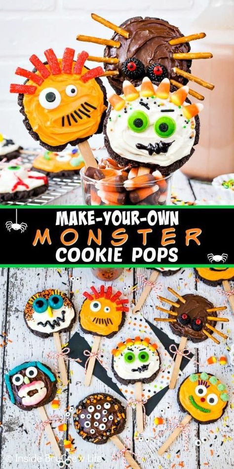 Cookie Decorating Station, Make Your Own Monster, Halloween Sugar Cookies Decorated, Easy Halloween Cookies, Decorating Halloween, Fall Eats, Halloween Class Party, Fun Halloween Treats, Halloween Cookies Decorated