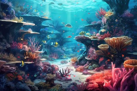 Tropical sea underwater fishes on coral reef. Aquarium oceanarium wildlife colorful marine panorama landscape nature stock image Coral Reef Landscape, Book Imagination, Panorama Landscape, Landscape Panorama, Coral Reef Aquarium, Sea Underwater, Tropical Sea, Underwater Fish, Aquatic Life