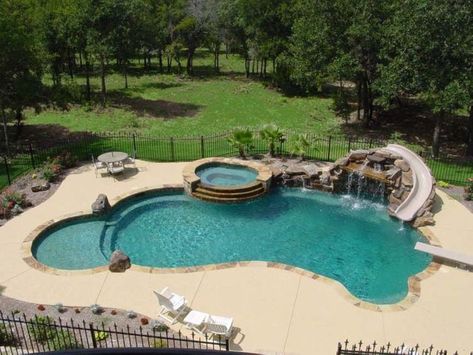 Pool With Waterfall, Swimming Pool Slides, Ideas De Piscina, Luxury Pools Backyard, Dream Backyard Pool, Pools Backyard Inground, Swimming Pool Landscaping, Pool Landscape Design, Tank Pool