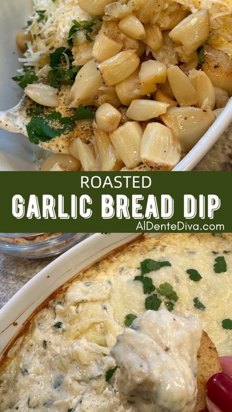 ROASTED GARLIC BREAD DIP Pot Luck Dips, Easy Summer Appetizer Recipes, Lake Day Food, Garlic Spread For Bread, Garlic Bread Dip, Hot Dip Recipes, Dips Savory, Spread For Bread, Roasted Garlic Bread