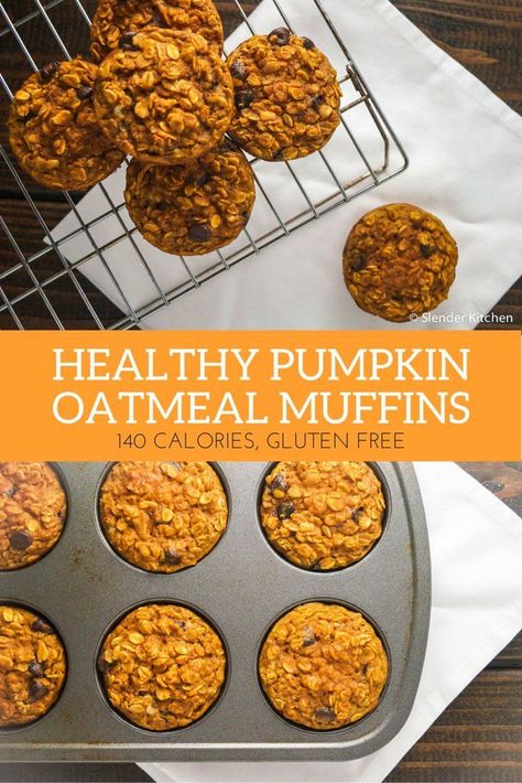 Healthy Pumpkin Oatmeal Muffins, Chocolate Chip Oatmeal Muffins, Healthy Pumpkin Oatmeal, Pumpkin Oatmeal Muffins, Oatmeal Pumpkin, Oatmeal Chocolate Chip Muffins, Plats Weight Watchers, Pumpkin Kitchen, Slender Kitchen