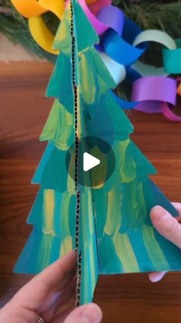 3d Cardboard Tree, 3d Tree Craft, Christmas Tree Cardboard, Kids Table Christmas, Cardboard Trees, Cardboard Tree, Christmas Art For Kids, Cardboard Christmas Tree, Cardboard Christmas