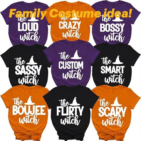 Group Halloween Costume Shirts, Funny Trick or Treat Spooky Season Shirt Witch Shirts, Scary Witch, Matching Costumes, Group Costumes, Group Halloween Costumes, Costume Shirts, Matching Couple, Family Halloween, Shirts Funny