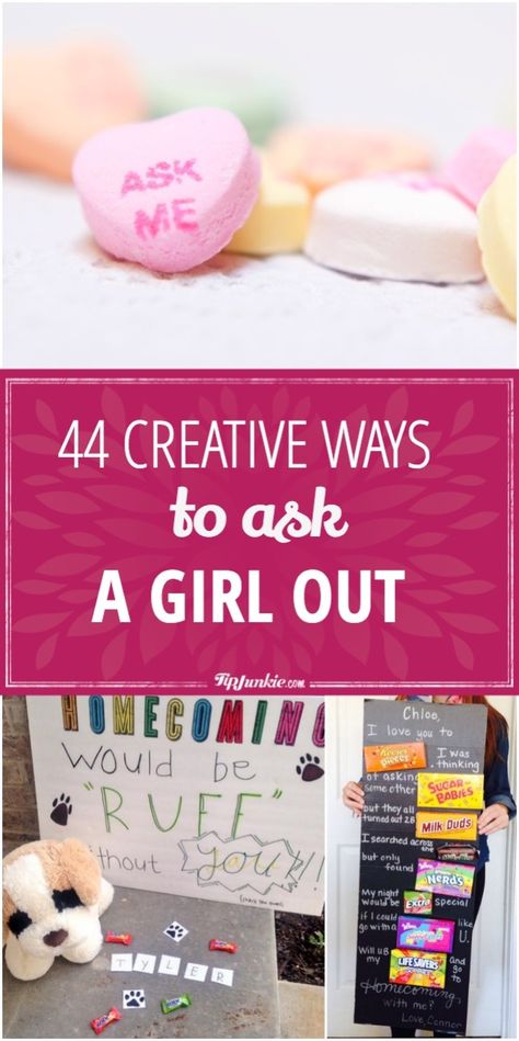 44 Creative Ways to Ask a Girl Out Date Asking Ideas Creative, Cute Ways To Ask Someone Out On A Date, Ideas To Ask Someone Out, Creative Ways To Ask To Homecoming, Creative Ways To Ask Someone To Be Your Valentine, Asking Someone Out Ideas, Romantic Ways To Ask Someone Out, Cute Way To Ask Someone Out, Ask Someone Out