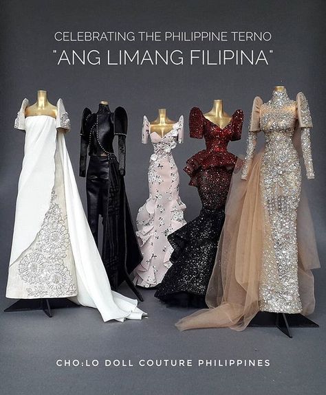 n their way... the five most important work yet. Ang Limang Filipina was exhibited during the the first ever @ternocon_2018 made possible Tradition Filipino Dress, Debut Gowns Filipino, Modern Filipiniana Gown Prom, Filipino Dresses, Filipina Dress, Filipiniana Fashion, Cultural Center Of The Philippines, Filipino Dress, Debut Themes