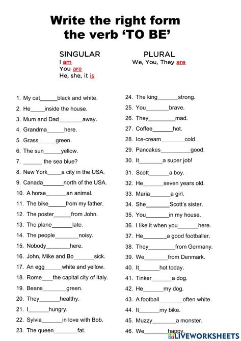 Verb to be online worksheet for Grade 1. You can do the exercises online or download the worksheet as pdf. Verb Exercises Worksheets, Primary Auxiliary Verbs Worksheets, Be Verbs Worksheet Grade 3, Verbs To Be Worksheet, Being Verbs Worksheet, V To Be Worksheet, To Be Verb Grammar, Verb To Do Worksheet, To Be Verbs Worksheet