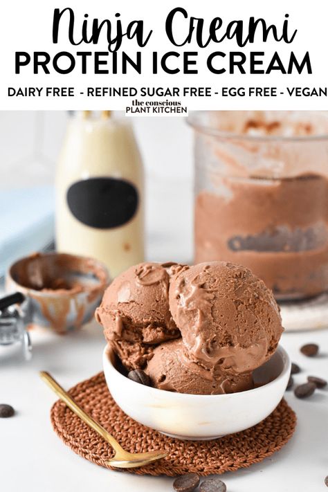 This Ninja Creami Protein Ice Cream is the easiest protein ice cream you can make this summer using the Ninja Creami ice cream maker and contains 15 grams of protein per serving. This Ninja Creami Protein Ice Cream is the easiest protein ice cream you can make this summer using the Ninja Creami ice cream maker and contains 15 grams of protein per serving. Creami Protein Ice Cream, Ice Cream Maker Recipes Healthy, Cashew Ice Cream, Chocolate Peanut Butter Ice Cream, Non Dairy Ice Cream, Ninja Ice Cream Recipe, Protein Ice Cream Recipe, Protein Ice Cream Recipes, Paleo Ice Cream