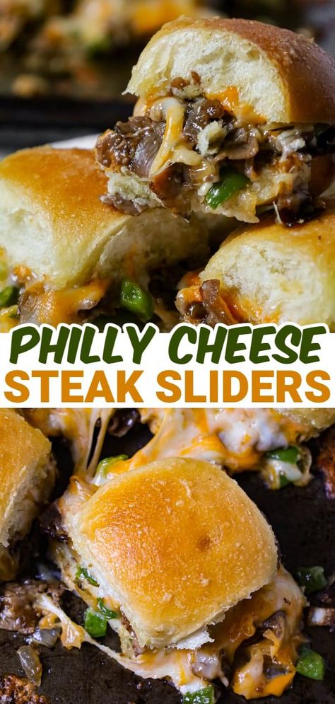 Cheese Steak Sliders, Steak Sliders, Philly Cheesesteak Sliders, Easy Slider Recipes, Philly Cheese Steak Sandwich, Roast Beef Sliders, Steak Sandwich Recipes, Cheesesteak Sliders, Philly Cheese Steak Sliders