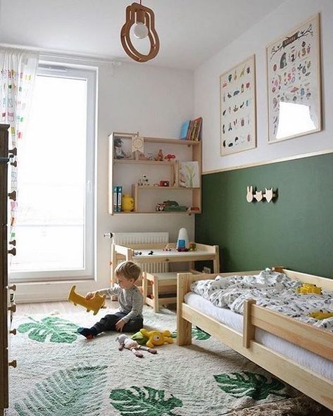 Green ideas child room | Bring the colour of nature to kid’s bedrooms with extraordinary furniture design! Follow this trend with our inspirations: CIRCU.NET Main 1, Toddler Boys Room, Lorena Canals, Kids Room Inspiration, Dinosaur Wall, Toddler Rooms, Toddler Bedrooms, Big Boy Room, Boys Bedrooms