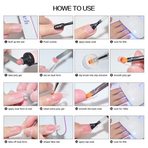 How To Use Nail Forms, Poly Gel Nail Kit, Beginner Nail Designs, Nail Tech School, Gel Nail Tutorial, Polygel Nail, Nail Tutorial Videos, Business Nails, Acrylic Nails At Home