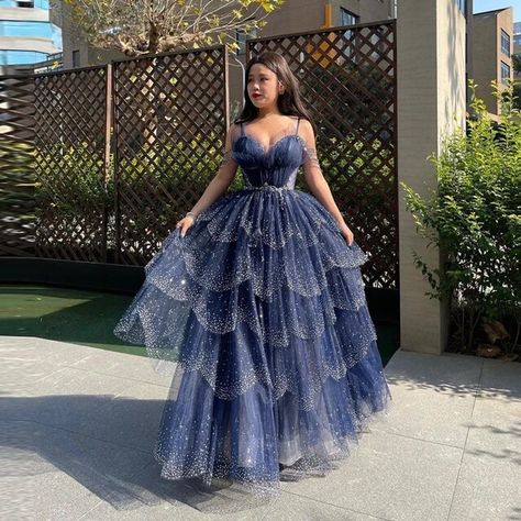 Beaded Prom Dresses, Fancy Clothes, Spaghetti Strap Prom Dress, Blue Evening Dresses, Glamour Dress, Blue Tulle, Beaded Prom Dress, Prom Outfits, Dress Spaghetti