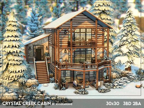 The Sims Resource - Crystal Creek Cabin (NO CC) Sims 4 Lodge Cc, Cypress Terrace Sims 4, Sims Mountain House, Sims 4 Ravenwood House, Cute Sims 4 Houses No Cc, Sims 4 Cabin House, Sims 4 Renovation, Cabin Sims 4, Sims 4 Cabin