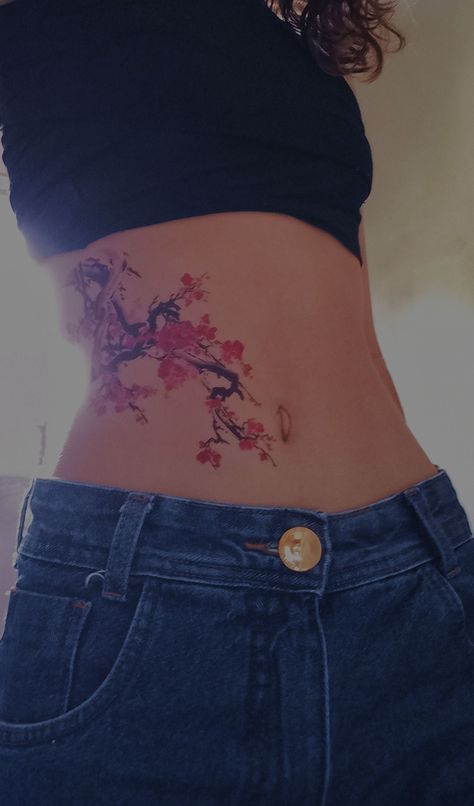 Sakura Tattoo Back, Sakura Flower Tattoo, Arm Tattoos For Women Sleeve, Tattoo Trio, Upper Arm Tattoos For Women, Cherry Blossom Tattoo Shoulder, Tattoo Sakura, Tattoos Between Breast, Tattoos For Women Sleeve