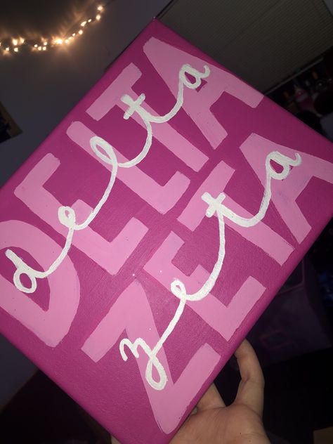 Delta Zeta Letters Painted, Sorority Letters Painted Wooden Pink, Dz Canvas Painting, Sorority Canvas Paintings Delta Zeta, Delta Zeta Painting Canvases, Delta Zeta Canvas Painting, Kd Painting, Delta Zeta Painting, Adpi Paintings