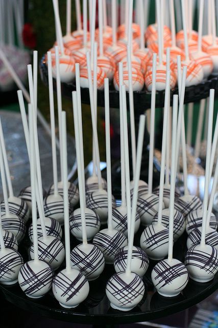 Black and Orange Fine Cross Cake Pops | Flickr - Photo Sharing! Orange And Black Cake, Checkered Cake, White Cake Pops, Cross Cake, Marshmallow Dip, Classic Party, High School Graduation Party, School Event, Cake Balls