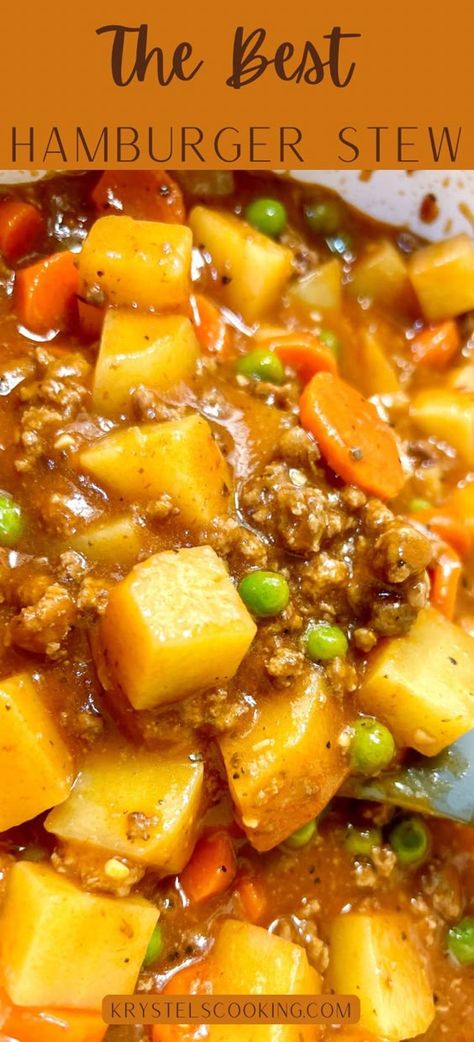 Looking for a fun and easy dinner idea for tonight? Why not try this mouth-watering Hamburger Stew! This stove-top recipe combines tender ground beef with hearty vegetables to create the ultimate comfort food. Your whole family will love it! Stew Recipes Stove Top, Ground Beef Stew Recipes, Beef Stew Stove Top, Ground Beef Potatoes, Ground Beef Stews, Beef Potatoes, Potatoes And Cheese, Hamburger Stew, Ground Beef Casserole Recipes