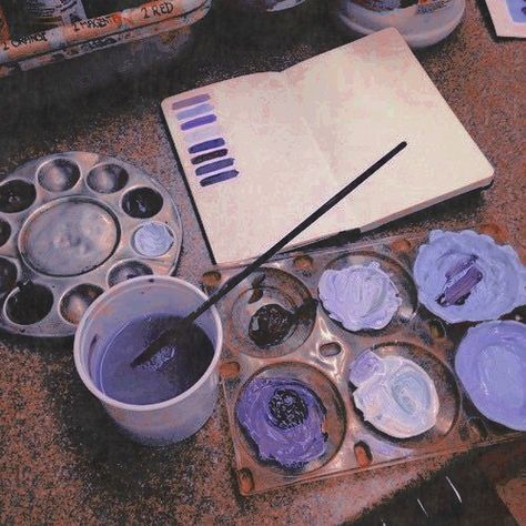 Artist Aesthetic Purple, Purple Artist Aesthetic, Purple Paint Aesthetic, School Purple Aesthetic, Purple Writing Aesthetic, Carissa Aesthetic, Purple Mood Board Aesthetic, Purple School Aesthetic, Vision Board Purple