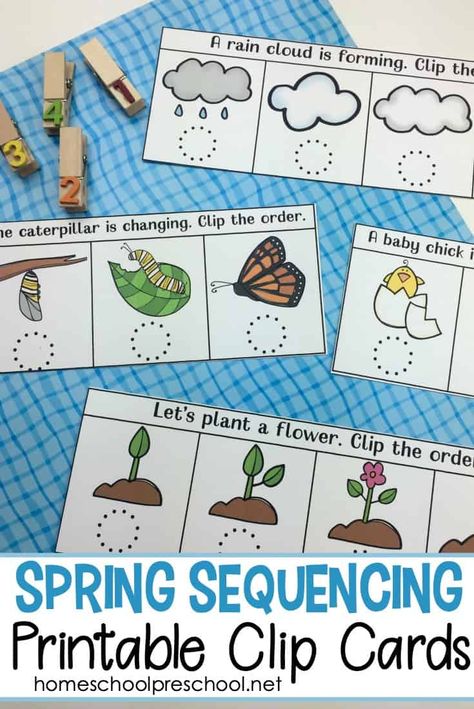 Kids will love ordering the events in this spring sequencing cards printable. This is a great way to introduce preschoolers to sequencing! Activity Preschool, Sequencing Worksheets, Science Experiments For Preschoolers, Sequencing Cards, Free Preschool Printables, Spring Books, Kindergarten Printables, Sequencing Activities, Spring Preschool