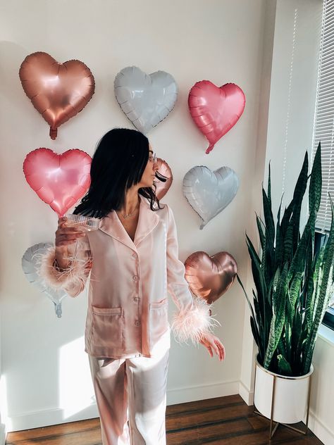 Valentines Themed Bachelorette, Galentines Pj Party, Galentines 2023, 2024 Bachelorette, Vday Photoshoot, Girly Valentines, Valentines Theme Party, Adult Slumber Party, 30th Birthday Bash