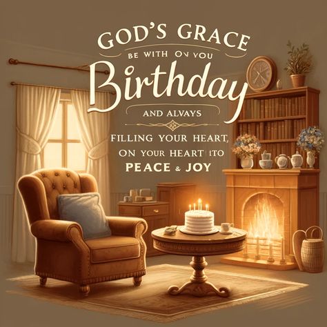 "God's grace be with you on your birthday and always, filling your heart with peace and joy." Happy Birthday Wishes God Bless You, Christian Birthday Greetings Messages, God Bless You On Your Birthday, Happy Birthday God Bless You, Happy Anniversary Christian, Blessed Birthday Wishes Christian, God Bless Your Birthday, Birthday Christian Wishes, Happy Birthday Bible Verse