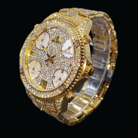 Iced Out Watches, Iced Out Watch, Diamond Watches For Men, Watch Gift, Diamond Jewelry Designs, Ice Box, Big Face, Hip Hop Jewelry, Watch Box