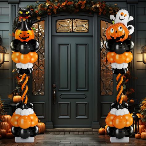 2 Sets Halloween Party Balloon Column Stand Kit with 2 Pumpkin Foil Balloons 120 Black White Orange Latex Balloons for Halloween Party Decorations Indoor Outdoor Supplies #ad #halloween #halloweenparty #halloweenpartyideas #Halloweenpartytheme #halloweenpartydecorations #halloweenballoons #halloweenballooncolumns #halloweenpartydecoration #halloweenballoonskit #halloweendecorations #ghost #ghostparty #ghostballoons #pumpkin #jackolantern Halloween Party Decorations Indoor, Halloween Balloon Arch, Balloon Column Stand, Halloween Balloon, Halloween Party Balloons, Ghost Party, Halloween Party Decorations, Halloween Balloons, Halloween Party Themes