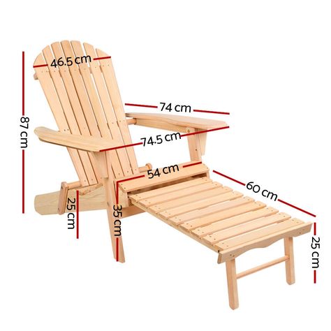 Gardeon FF-BEACH-CHOTTO-NTL Outdoor Adirondack Wooden Beach Chair for sale online | eBay Outdoor Chairs Wooden, Wooden Beach Chairs, Modern Adirondack Chair, Modern Adirondack, Wooden Adirondack Chairs, Outdoor Tables And Chairs, Sun Lounge, Chair And Ottoman Set, Ottoman Set