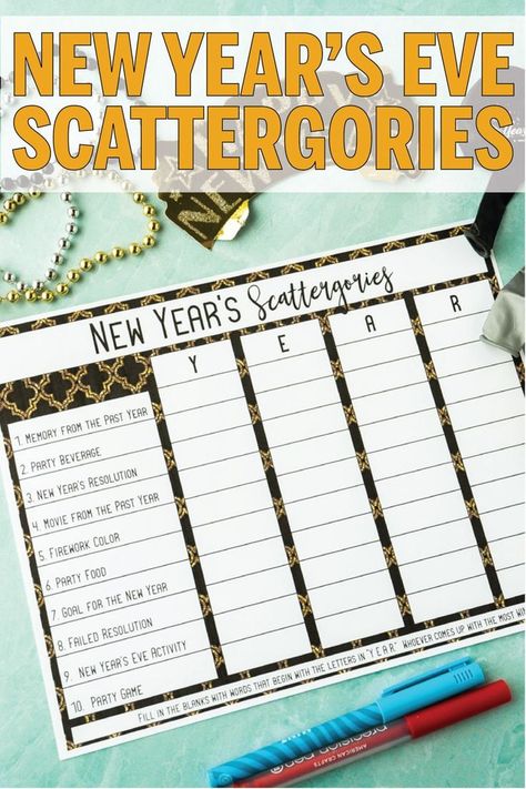 Free printable Scattergories lists for New Year's Eve! Fun game for kids, for teens, and even for adults! One of my family's favorite New Year's Eve games Scattergories Lists, Scattergories Game, Kids New Years Eve, New Year's Eve Activities, New Years Eve Games, New Years Eve Day, New Year's Games, Eve Game, New Years Activities