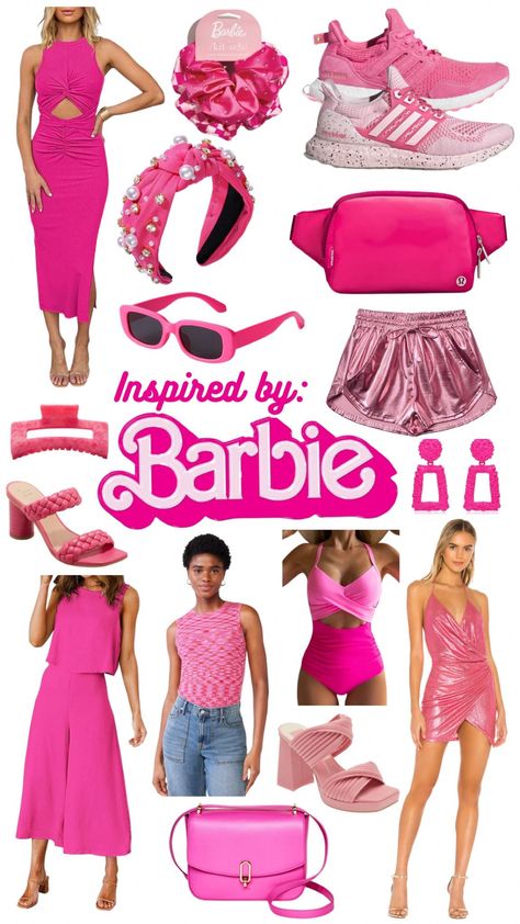 Join the barbie pink wave with one or some of these. I've been inspired by the Barbie pink and I've rounded up all of my favorite pink items from dresses to accessories and activewear. These looks would also be perfect for an outfit to wear to the Barbie movie. Click to shop! Barbie Clothes Inspiration, Barbie Accessories For Women, Barbie Movie Inspired Outfits, Iconic Barbie Outfits, Barbie Outfit Ideas For Women, Birthday Party Outfit Women, The Barbie Movie, Tall Girl Fashion, Pink Items