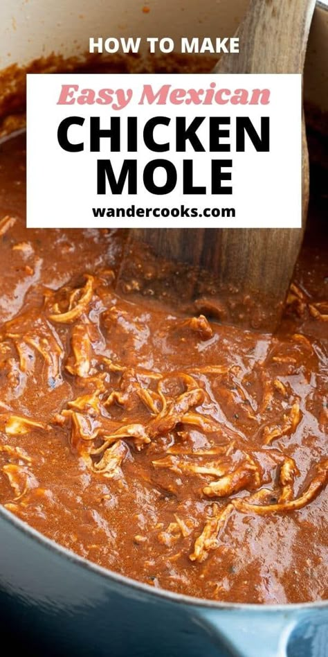 Mole Recipe Mexican, Mexican Chicken Mole, Chicken Mole Recipe, Easy Mexican Chicken, Mexican Mole, Chocolate Chicken, Mole Recipe, Chicken Mole, Mole Sauce