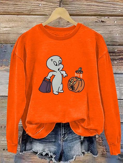 Halloween Jack O Lantern Women's Thick Round Neck Casual Sweatshirt With Pattern Print, Casual, Autumn/Winter | SHEIN USA Halloween Jack O Lanterns, Halloween Jack, Jack O, Casual Sweatshirt, Jack O Lantern, Autumn Winter, Lanterns, Print Patterns, Round Neck