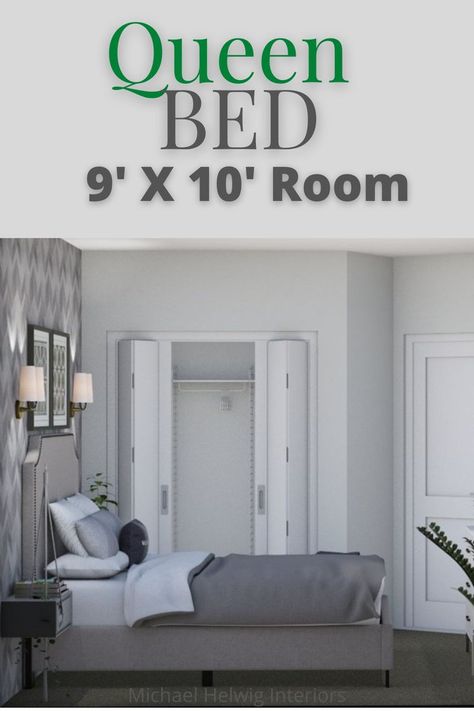 Room With Futon Ideas, Small Room Queen Bed, Room With Futon, Small Bedroom Bed, Small Room Layouts, Unique Small House Plans, Angled Wall, Small Guest Rooms, Small Guest Room