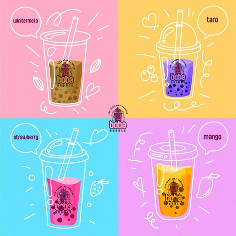 Logo Boba Drink, Boba Tea Branding, Boba Branding, Photograph Idea, Yeti Logo, Tea Website, Flyer Inspiration, Coffee Shop Branding, Bubble Tea Shop