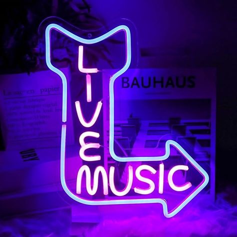 Amazon.com : CKTBLEY Live Music Neon Signs for Wall Decor Music LED Word Light Sign Pink Neon Light Blue Neon Light Up Letters Sign for Bedroom Music Studio Rec Room Game Party Decor : Tools & Home Improvement Bedroom Music Studio, Music Neon Sign, Music Neon, Wall Decor Music, Pink Neon Lights, Neon Azul, Blue Neon Lights, Sign For Bedroom, Led Wall Decor