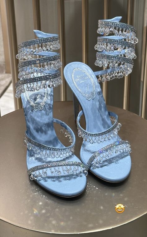 Rene Caovilla Heels Blue, Renee Caovilla Heels Outfit, Luxury Heels Aesthetic, Renee Caovilla Heels, Renee Caovilla, Caovilla Shoes, Pretty Heels, Pleaser Heels, Mode Zara